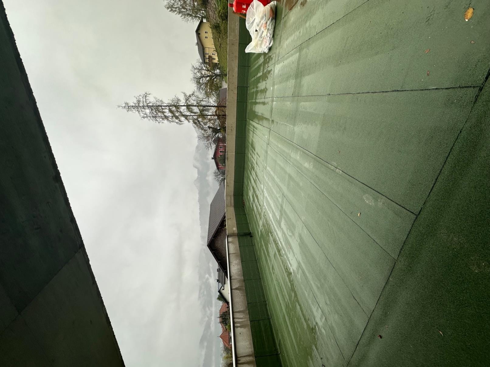 Flachdach Bitumenbahn Gruen Attika Beton Herbst 02